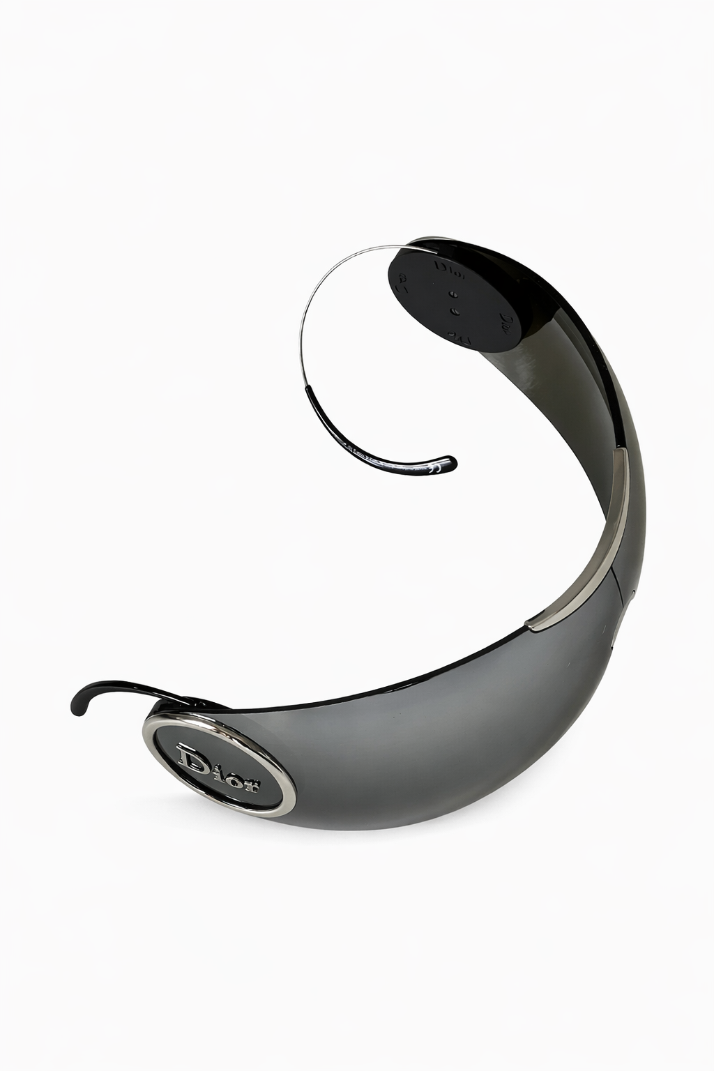 CHRISTIAN DIOR VINTAGE SPORT 2 WRAPAROUND SUNGLASSES — BLACK/SILVER