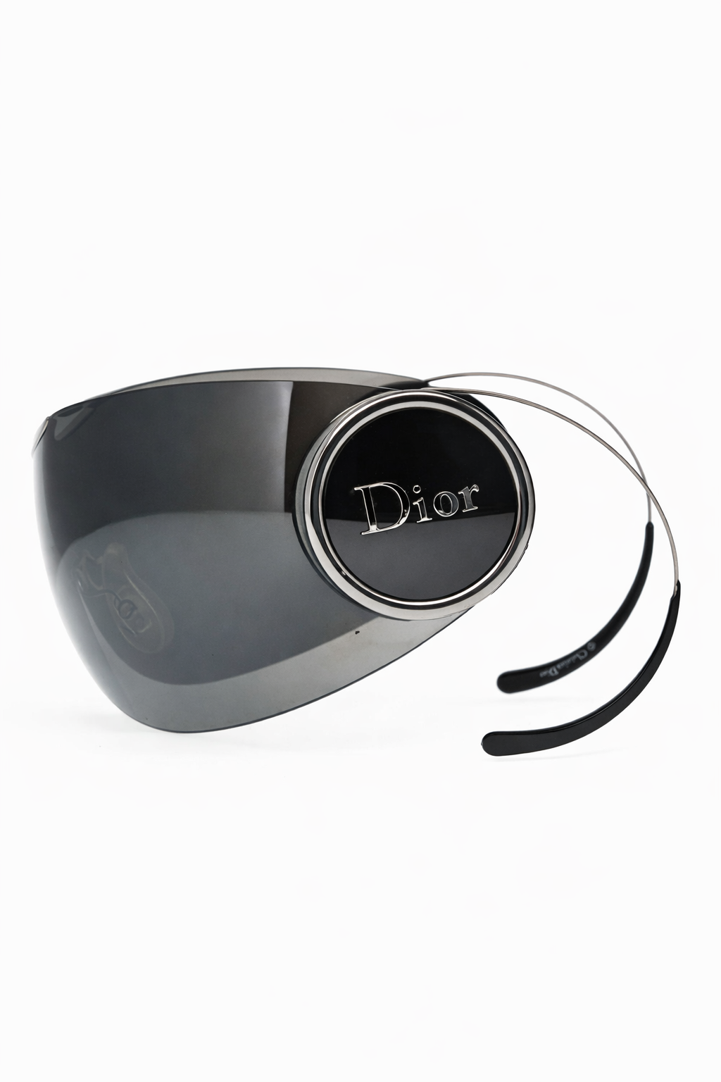 CHRISTIAN DIOR VINTAGE SPORT 2 WRAPAROUND SUNGLASSES — BLACK/SILVER