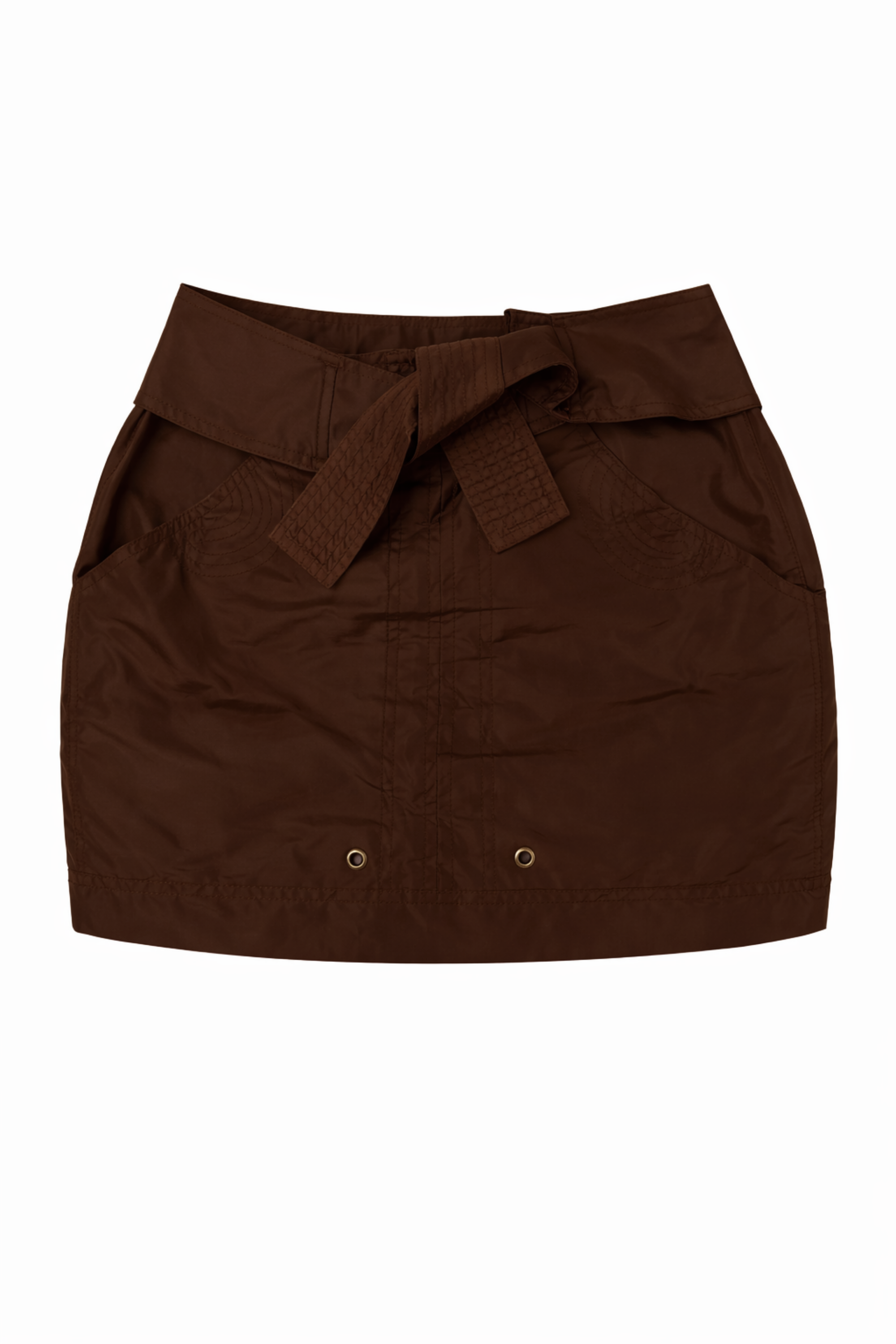 GUCCI F/W 2002 RUNWAY SILK MINI SKIRT — CHOCOLATE BROWN