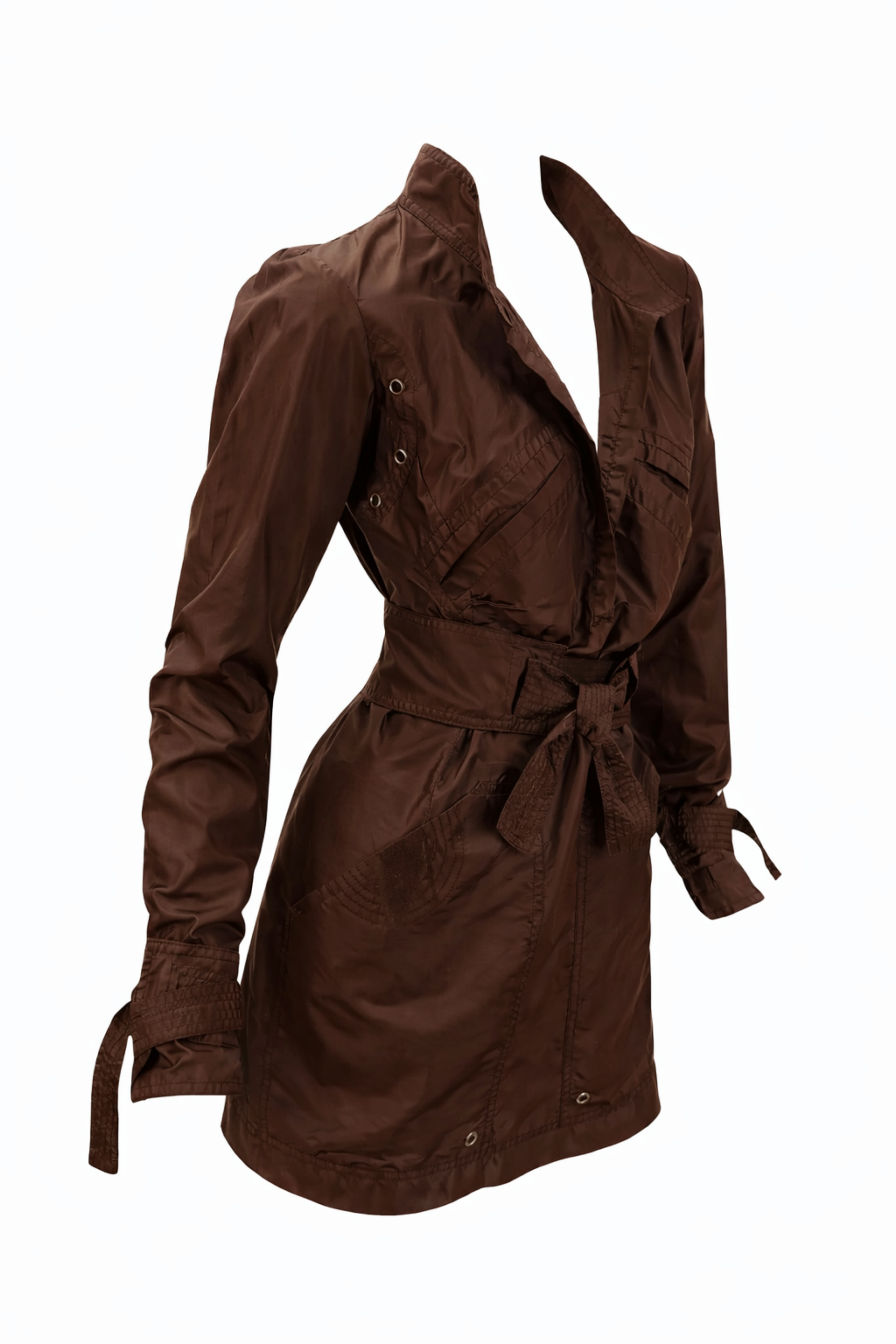 GUCCI F/W 2002 RUNWAY SILK SHIRT DRESS — CHOCOLATE BROWN