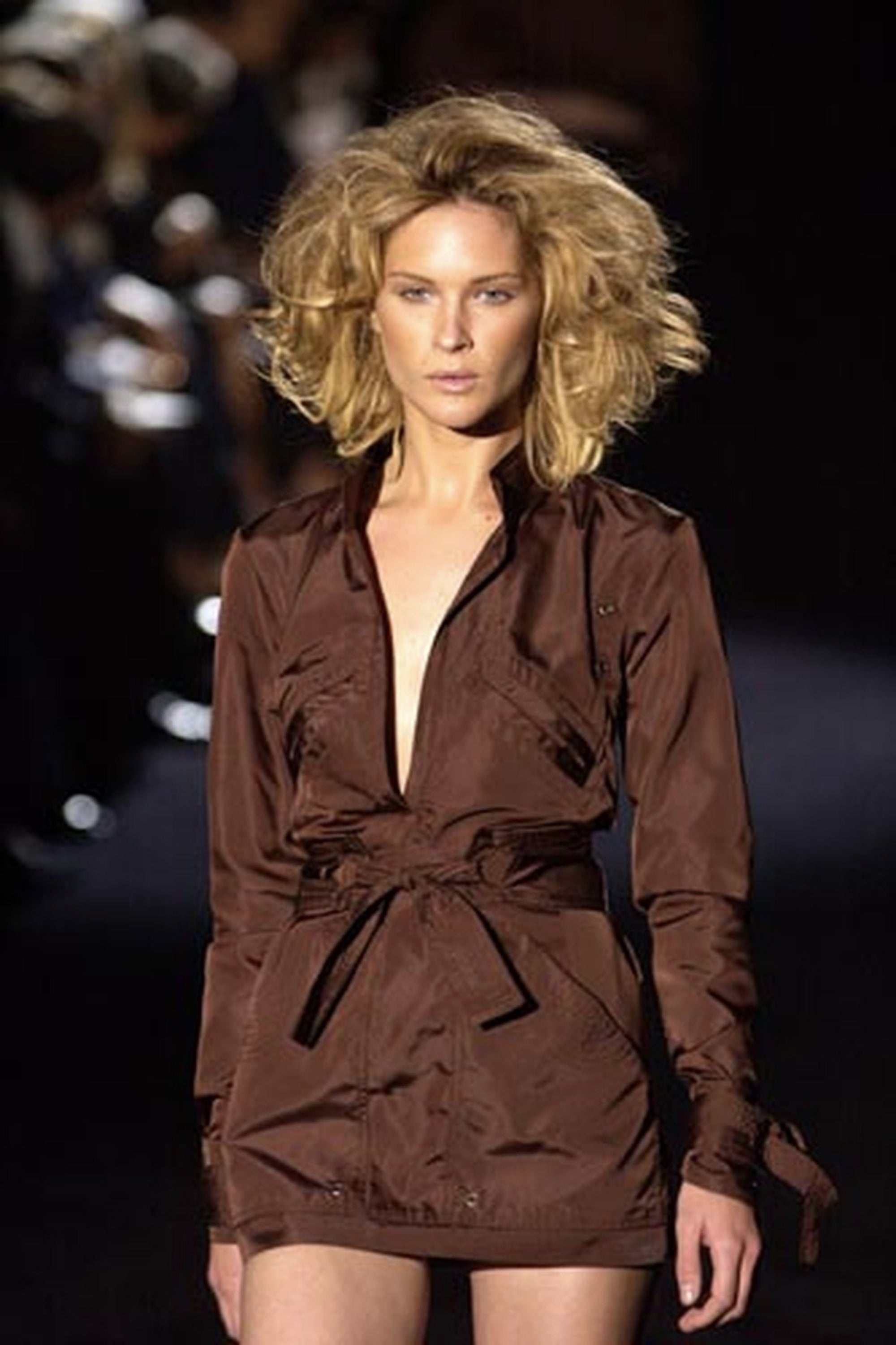 GUCCI F/W 2002 RUNWAY SILK SHIRT DRESS — CHOCOLATE BROWN