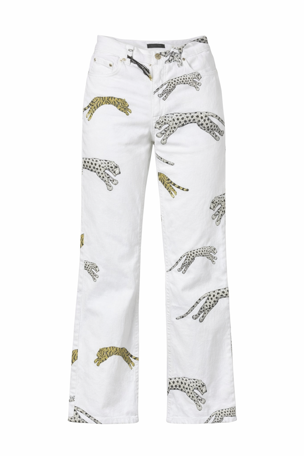 ROBERTO CAVALLI F/W 2002 CHEETAH LEOPARD / TIGER DENIM PRINT — WHITE