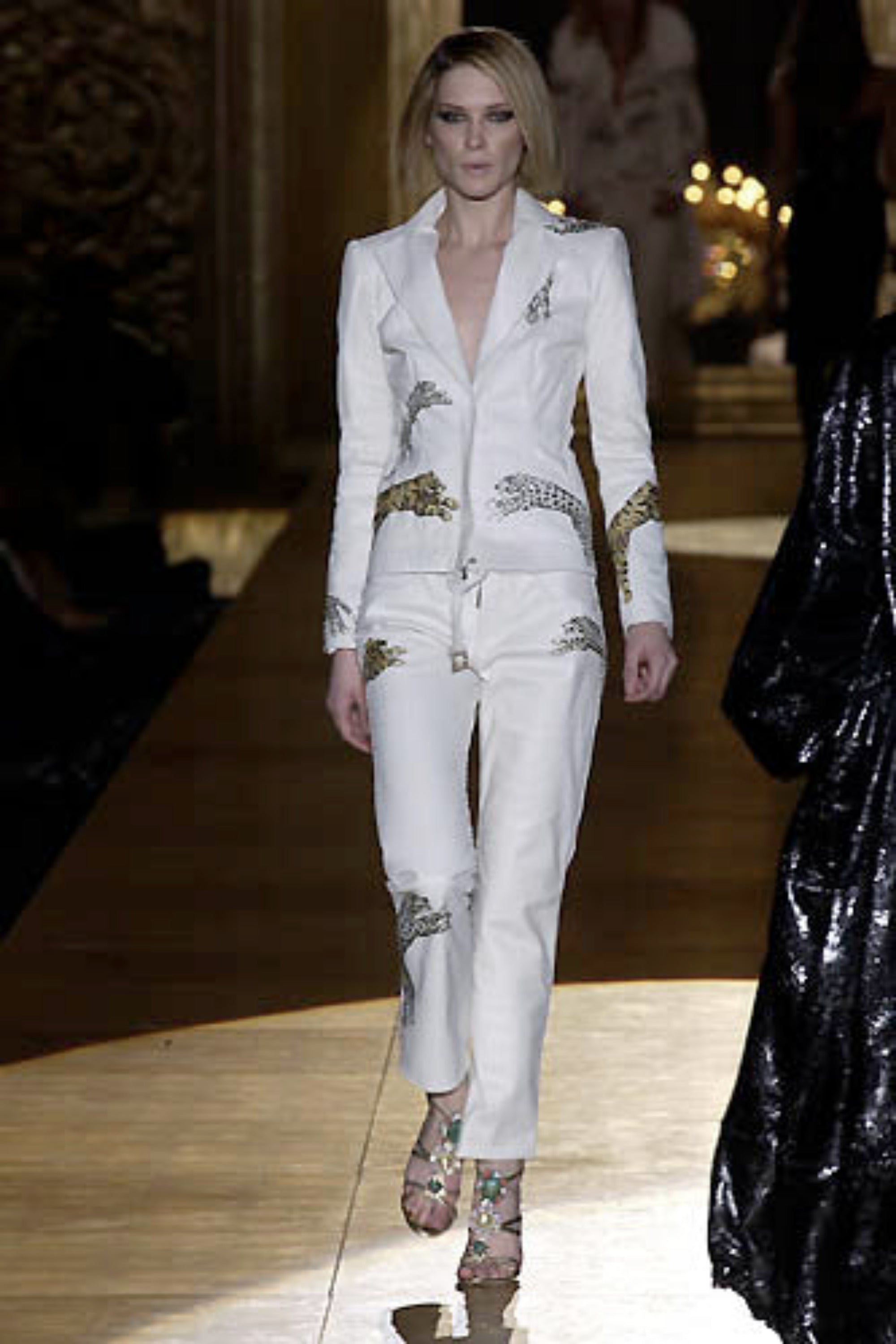 ROBERTO CAVALLI F/W 2002 CHEETAH LEOPARD / TIGER DENIM PRINT — WHITE