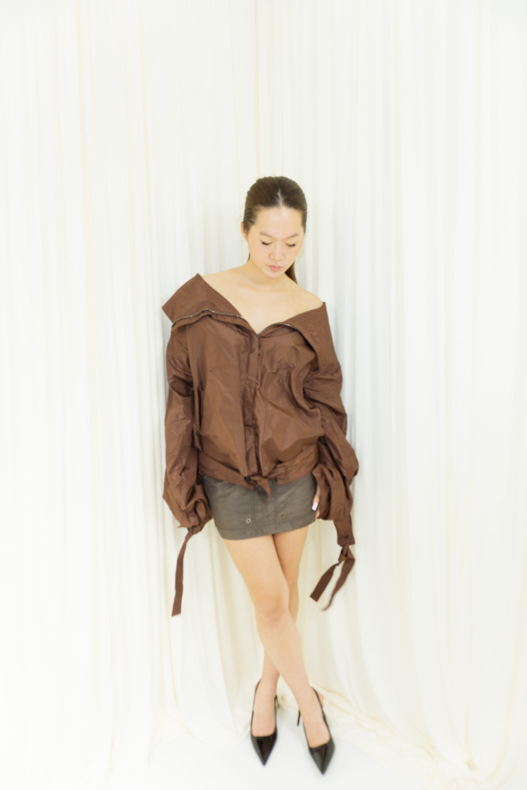 Dsquarednleather mini skirt back