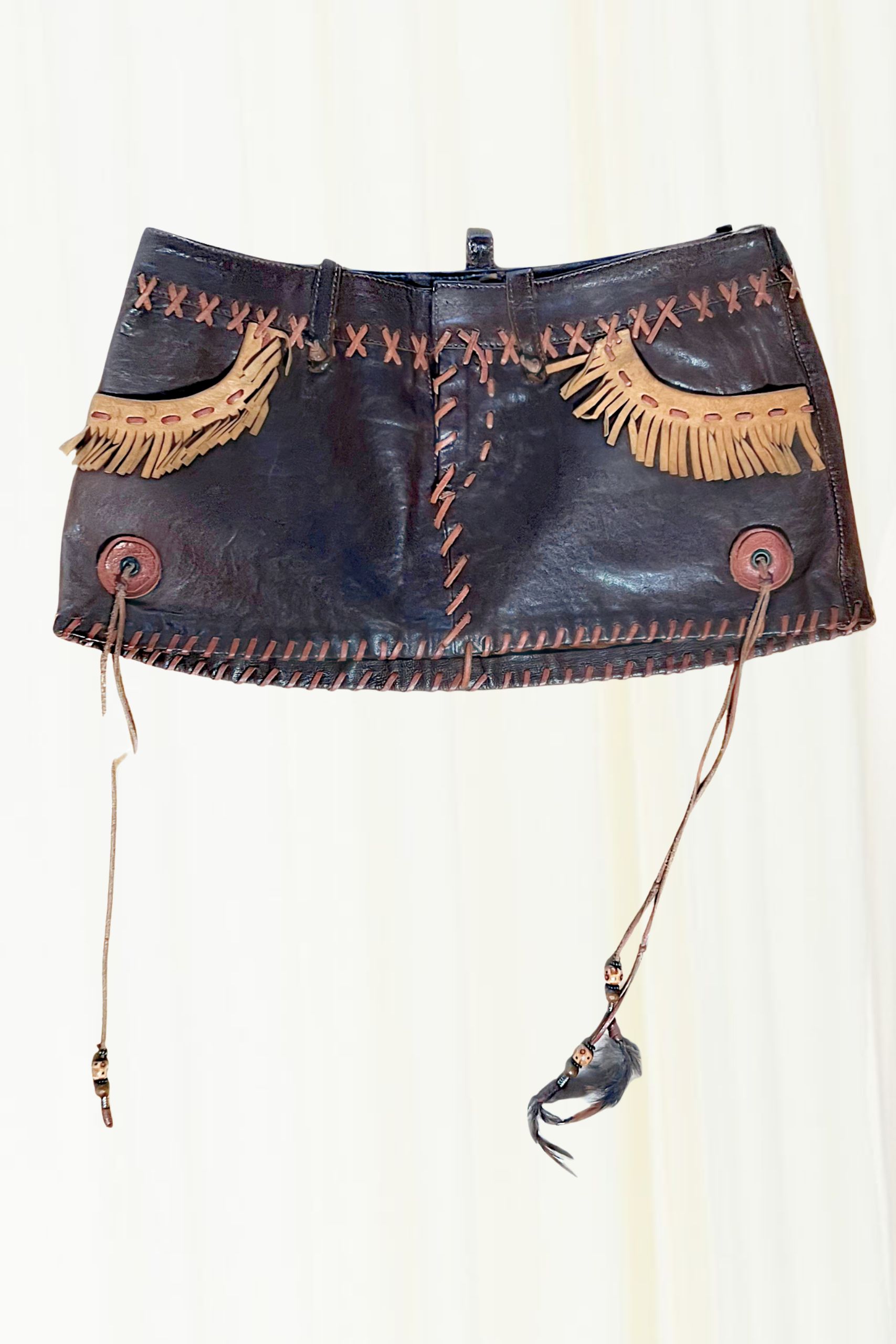Dsquarednleather mini skirt back